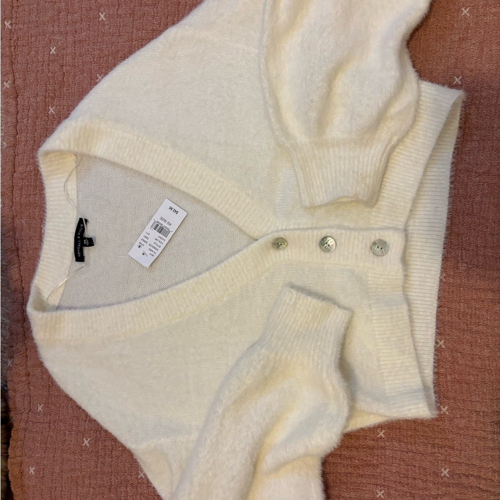 Kendall + Kylie fuzzy Cream Sweater